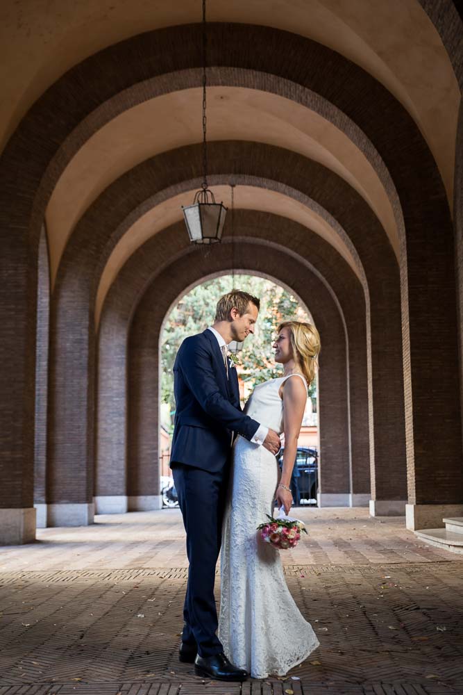 In love under portico arches