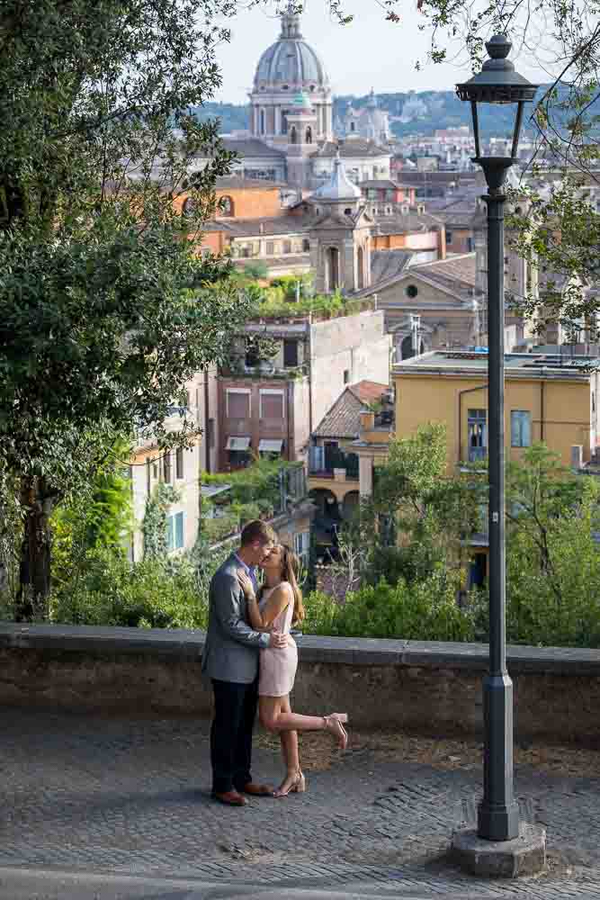 Couple posing during and engagement photoshoot in Rome Italy