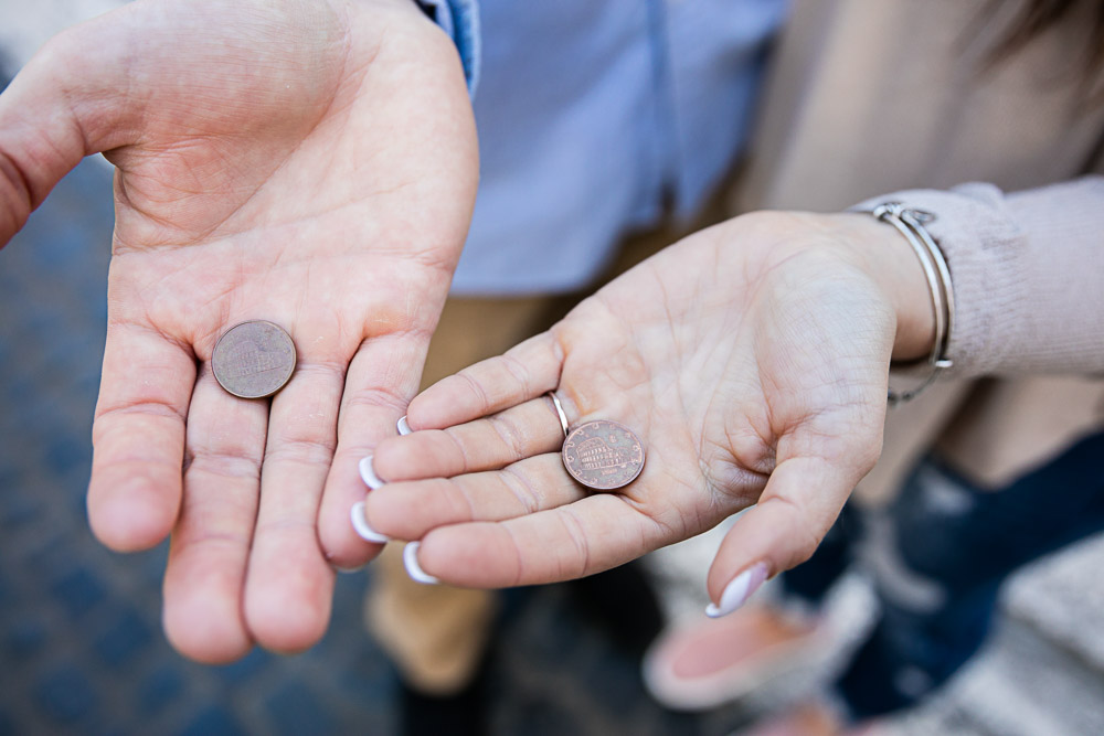 Close up picture of the coins in hand