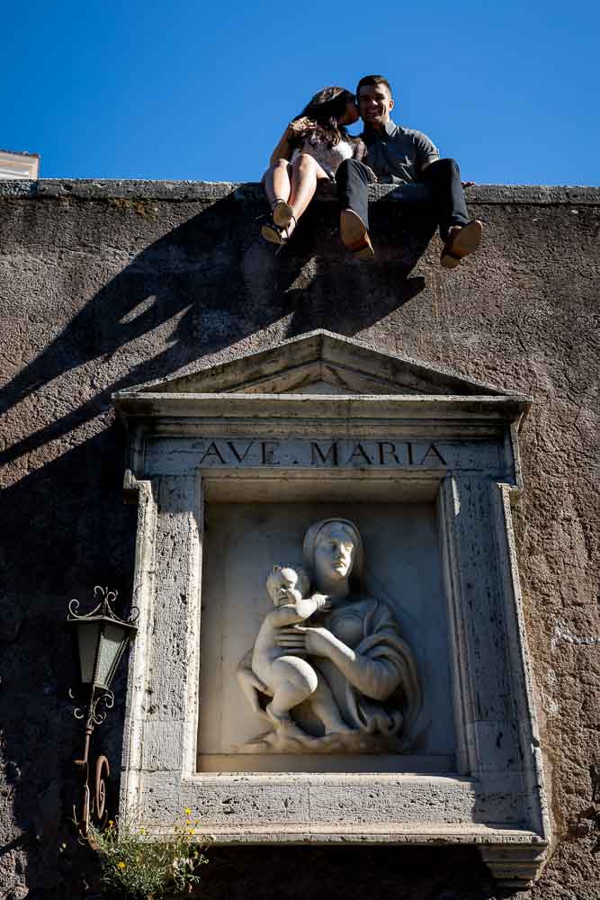 Standing above Ave Maria statue