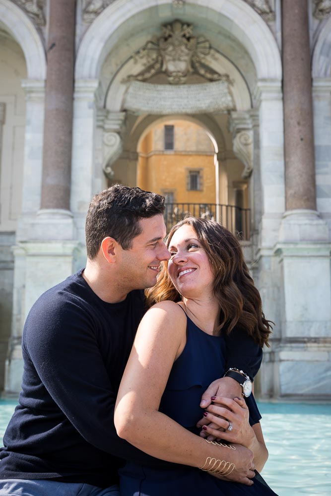 Coupe portrait at the Janiculum hill water fountain Fontanone