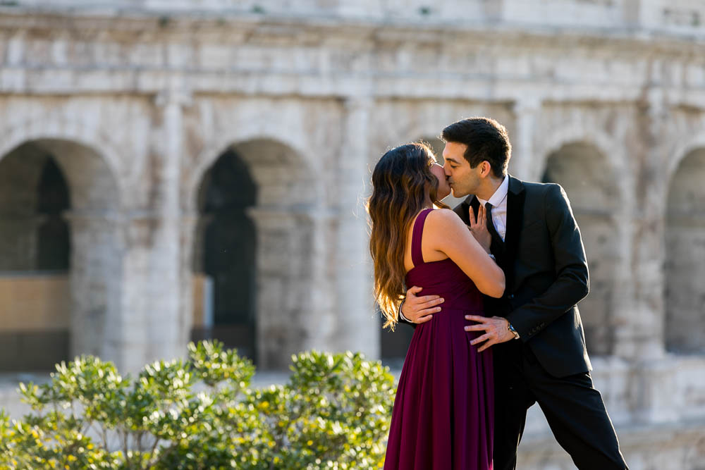 Close up couple kissing at the Coliseum