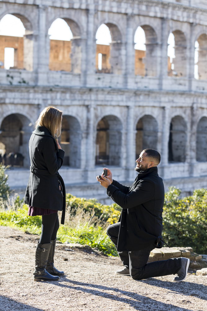 Asking for marriage at the Coliseum in the heart of Rome Italy