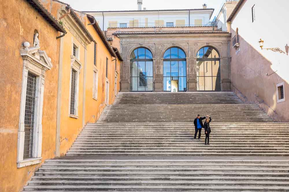Scenic staircase couple together in Piazza del Campidoglio