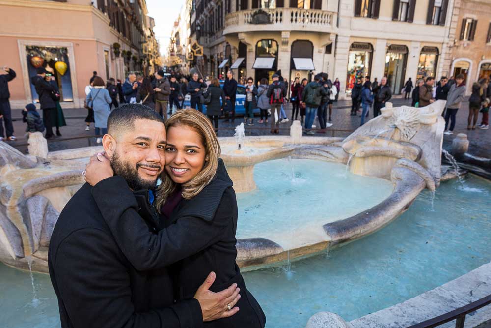 Barcaccia water fountain engagement session