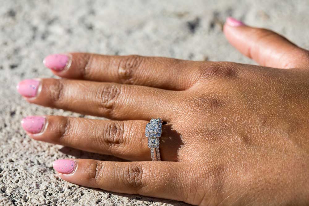 Close up of the engagement ring