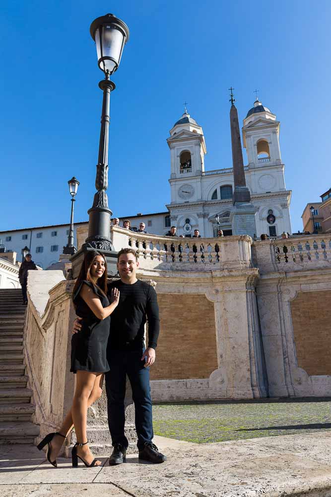 Posing in Piazza di Spagna under Church Trinita dei Monti