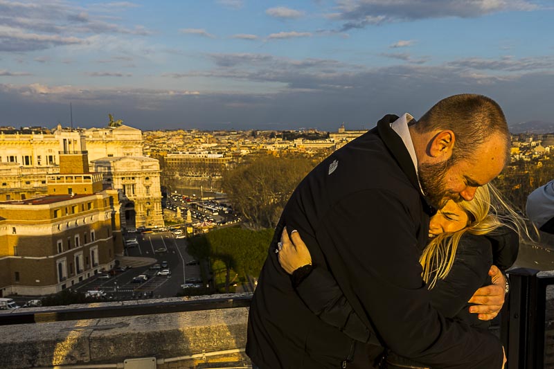 Just engaged overlooking the roman rooftops