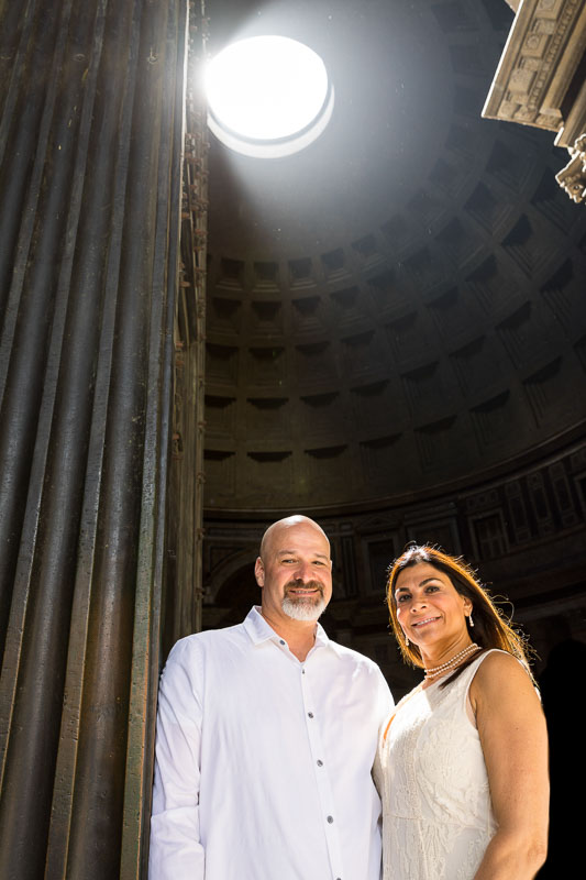 Standing under the light from the oculus in the Roman Pantheon