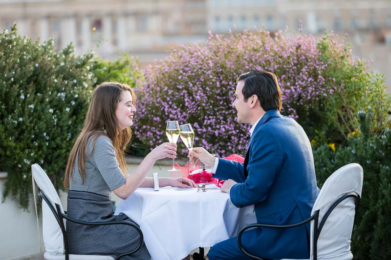 Toasting with champagne to celebrate the marriage to be