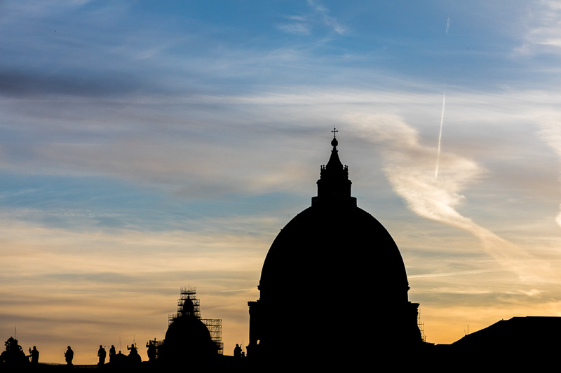 Saint Peter's dome silhouette image at sunset