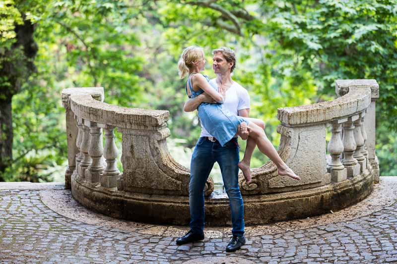 Picking her up by an ancient staircase terrace