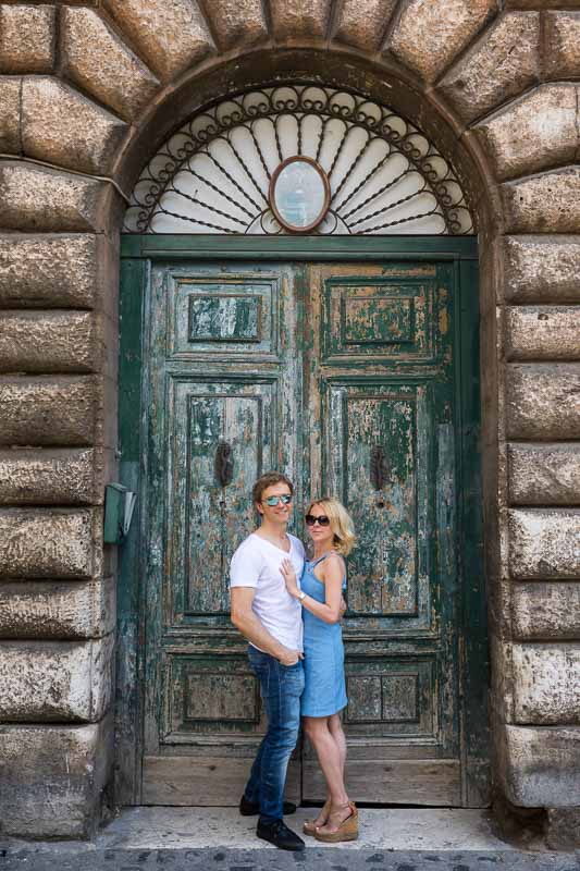 Portrait picture standing together in front of an interesting doorway