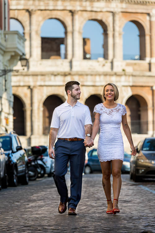 Walking in a roman alleyway