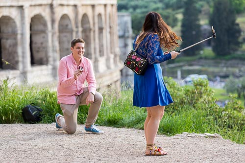 Unexpected surprise proposal while taking a picture together