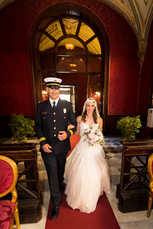 Bride entering town hall