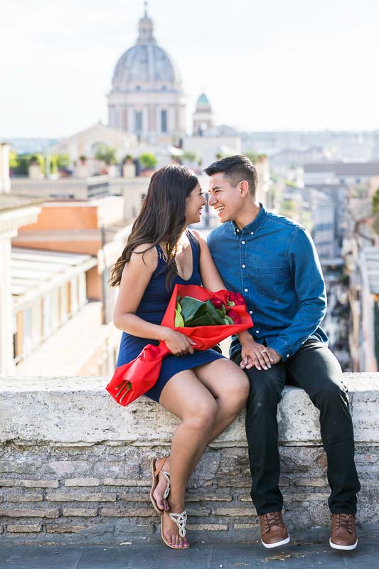 Rome kissing during an engagement photo shoot