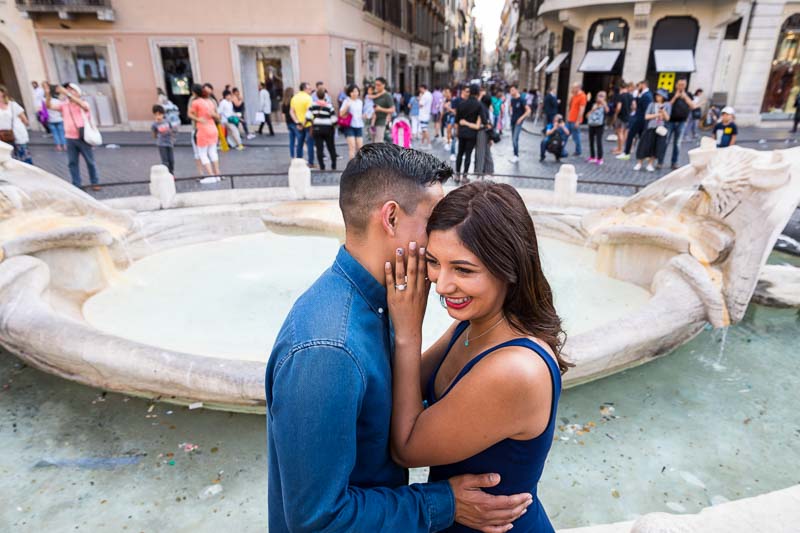 Barcaccia water fountain couple pose