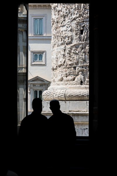 Piazza Colonna view from inside the wedding venue