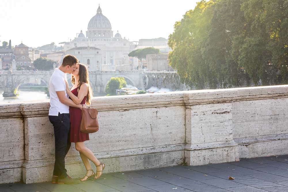 Couple in love photographed from Ponte Umberto I at sunset