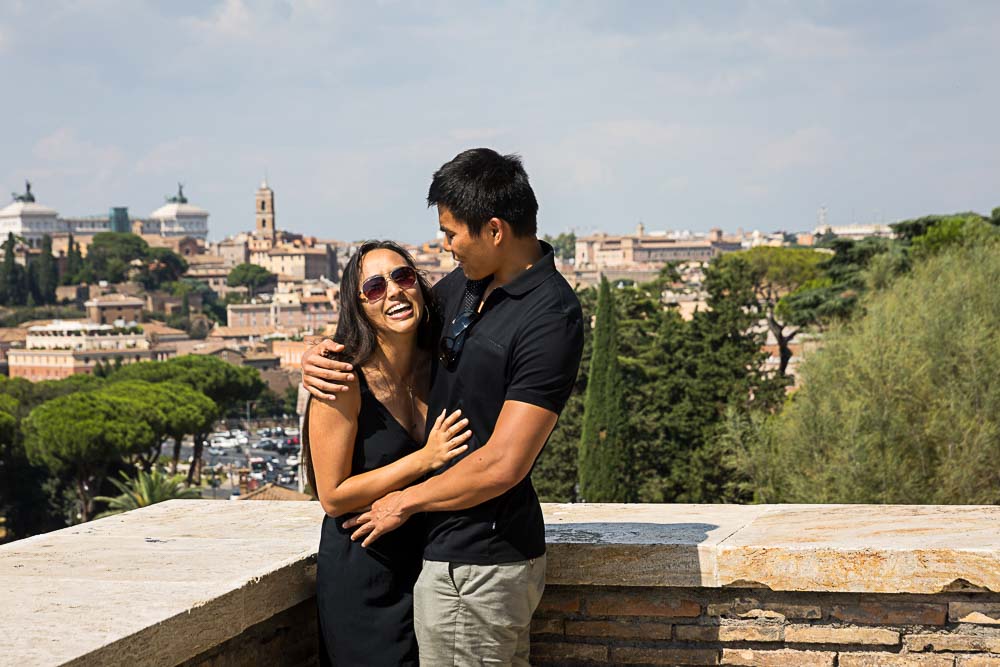 Couple happily together after the joyful yes!