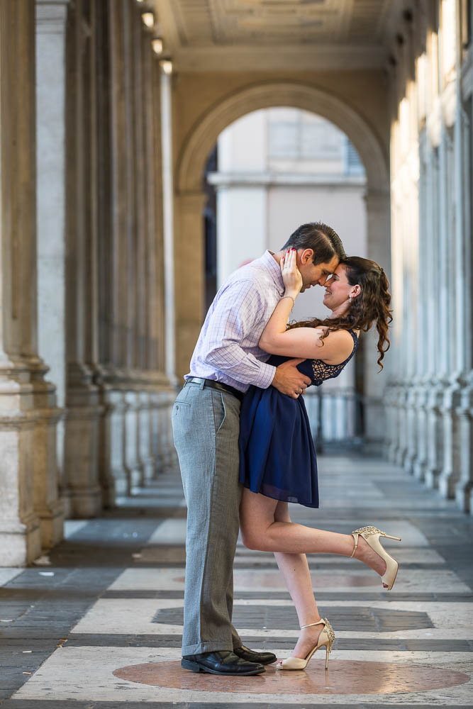 Couple dipping image inside beautiful portico