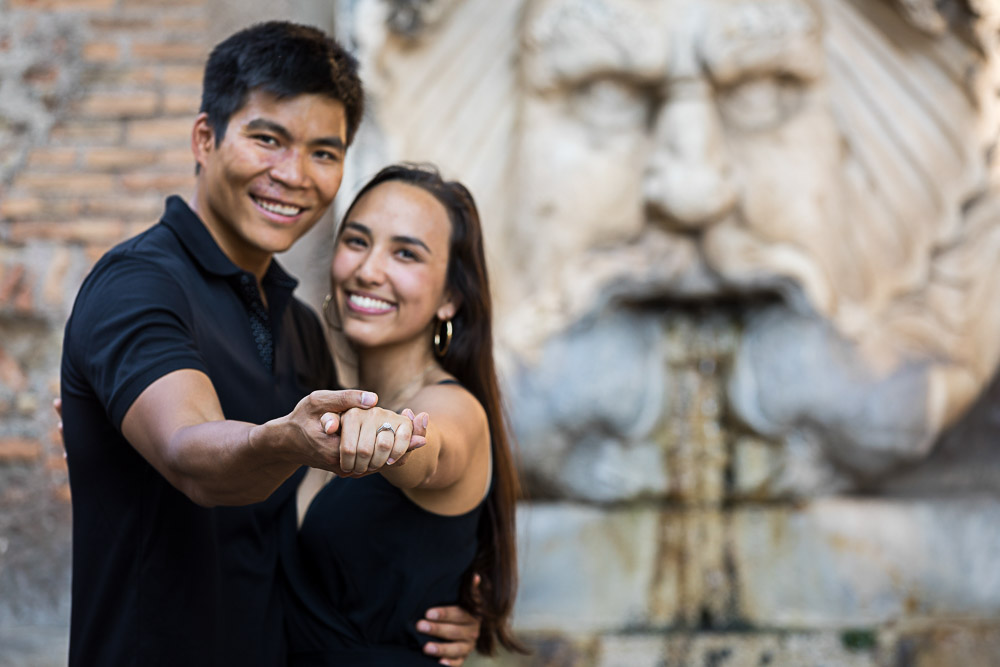 Couple portrait just engaged in Rome