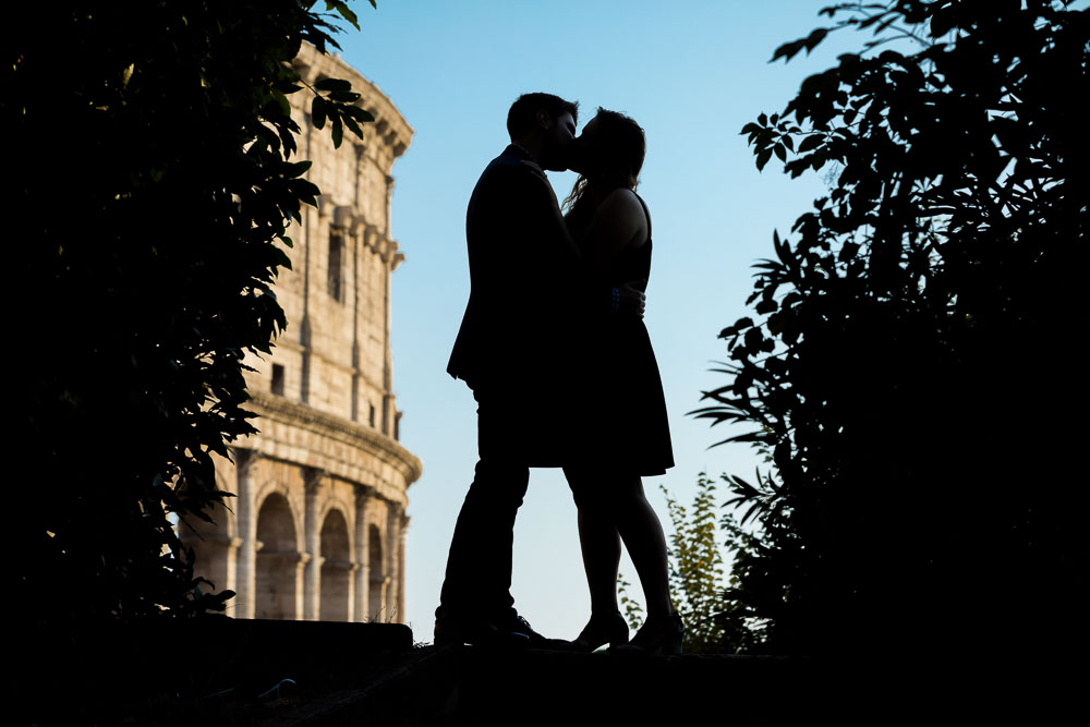 Silhouette photo of an engaged couple in Rome