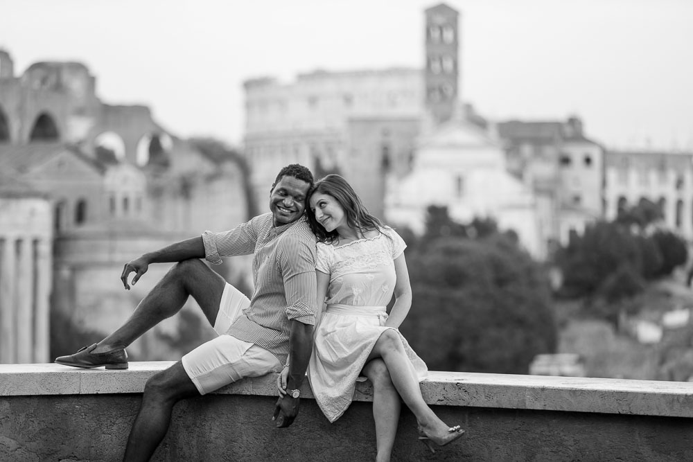 Sitting down relaxing absorbing the view of the Roman Forum. Image in bw