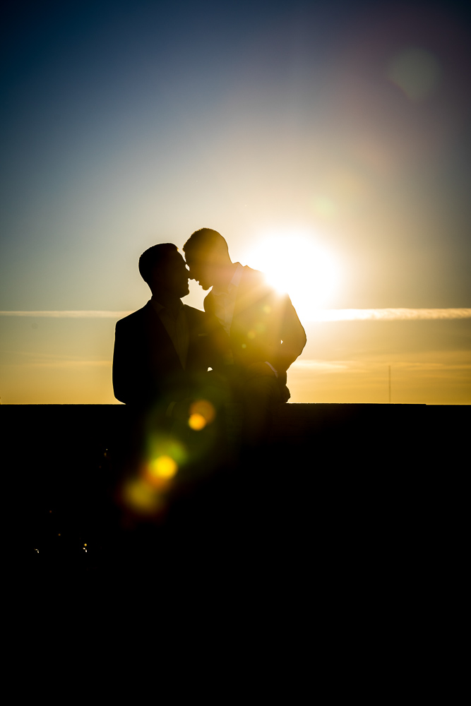 Silhouette portrait of a couple in love