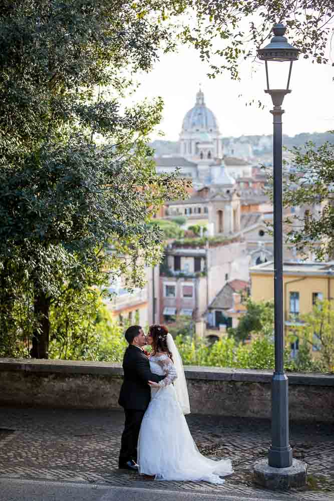 Kissing before the panoramic roman scenic view