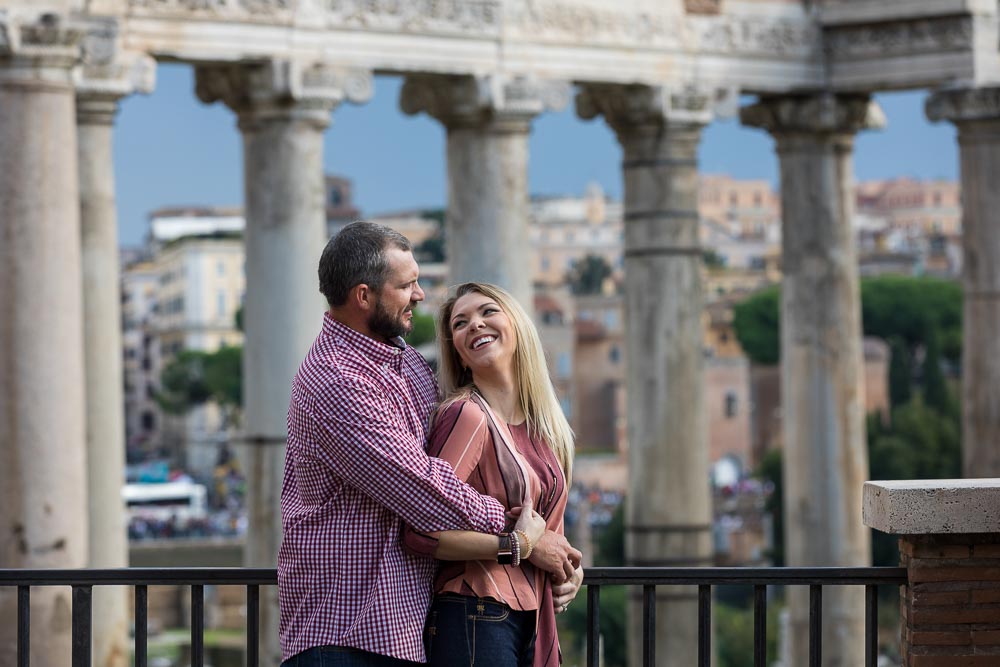 Couple portrait posing in front of the Roman Forum