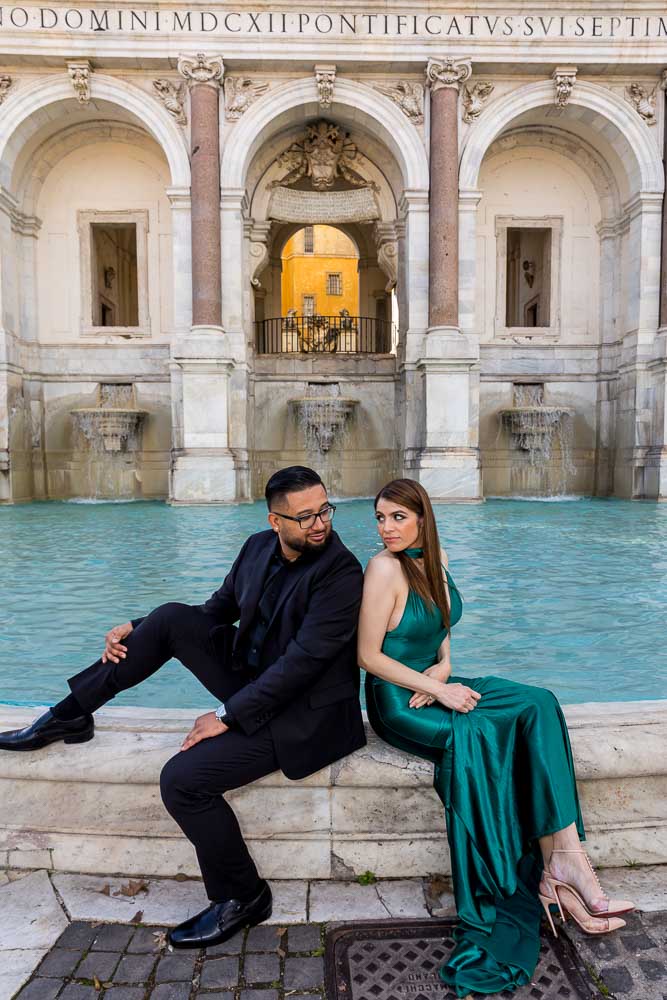 Sitting down image in front of the Fontanone fountain