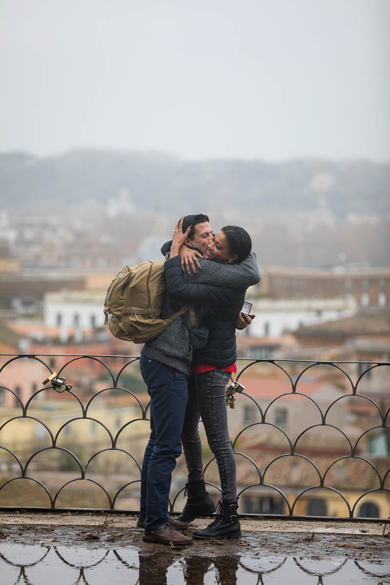 Couple embrace after saying the faithful yes!