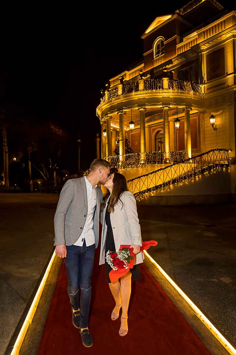 Just engaged in Rome walking on a red carpet