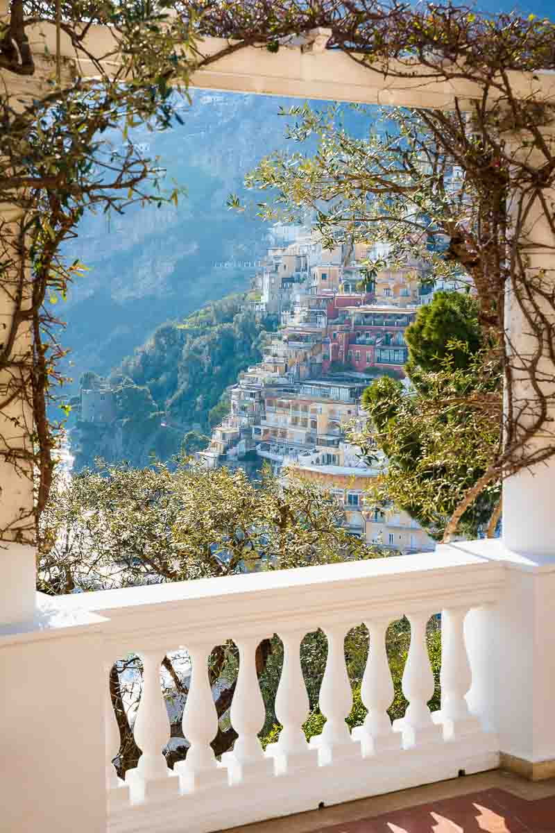 Positano balcony view from a nearby terrace