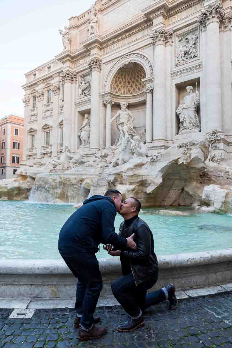 Couple kissing after the faithful yes