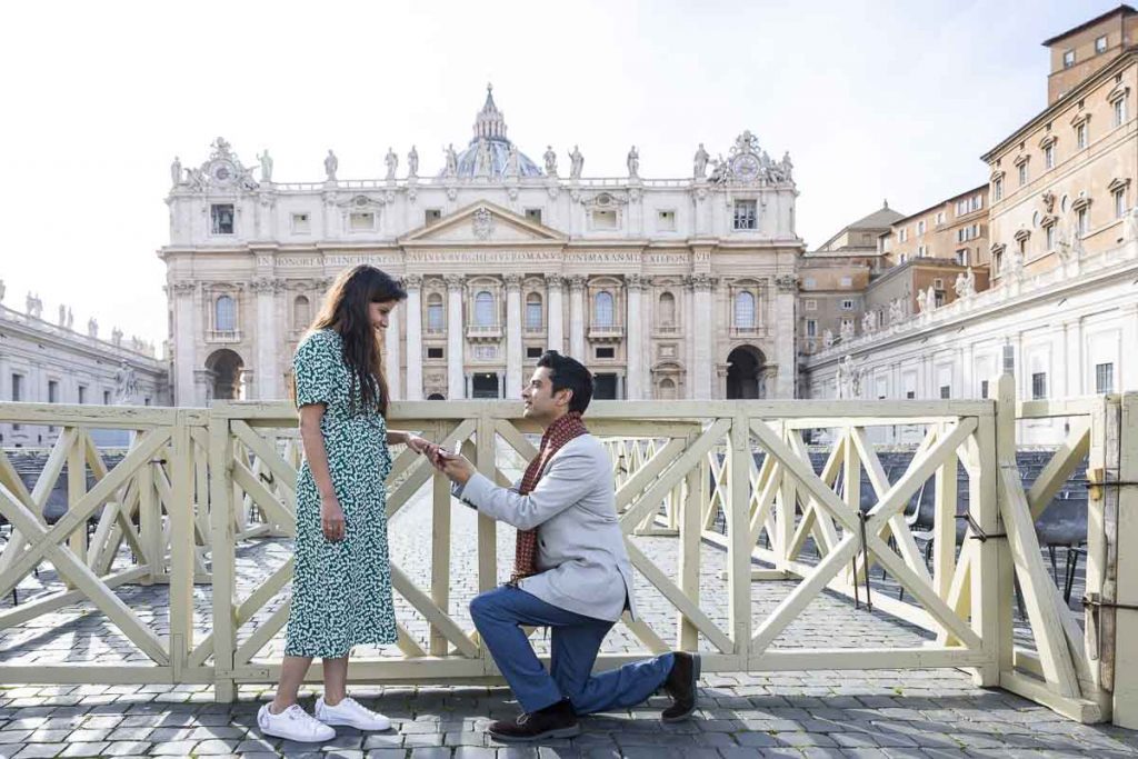 Proposing in Saint Peter's square in Rome's Vatican Italy