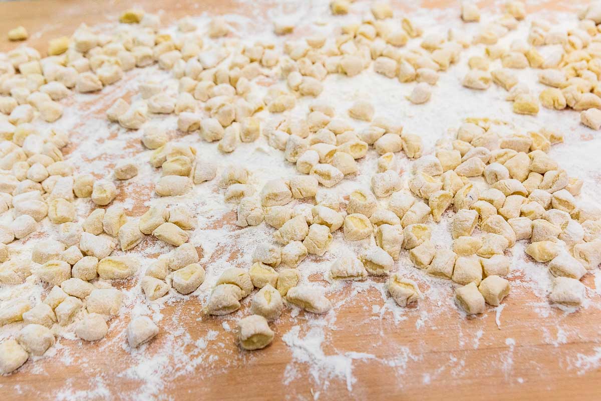 Homemade Italian gnocchi being made fresh