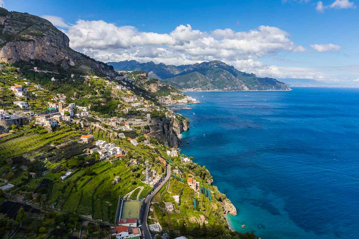 The Amalfi coast view from above