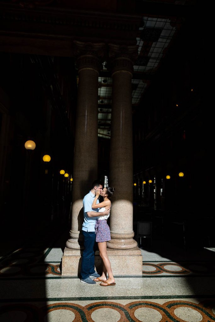 Artistic photo of a couple in love in Italy.