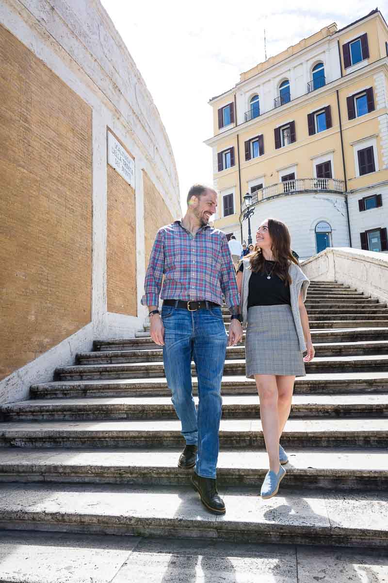 Walking down the staircase of the Spanish steps