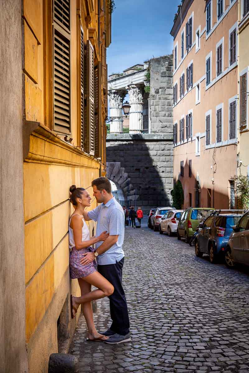 Roman cobblestone alleyway photography