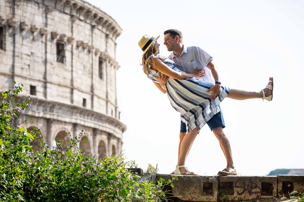 Destination honeymoon photo session at the roman Coliseum in Rome Italy