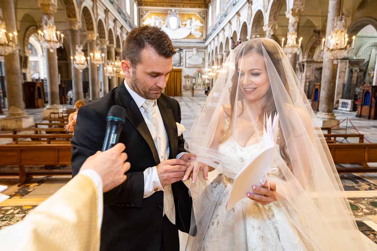 The exchange of the rings during the wedding celebration