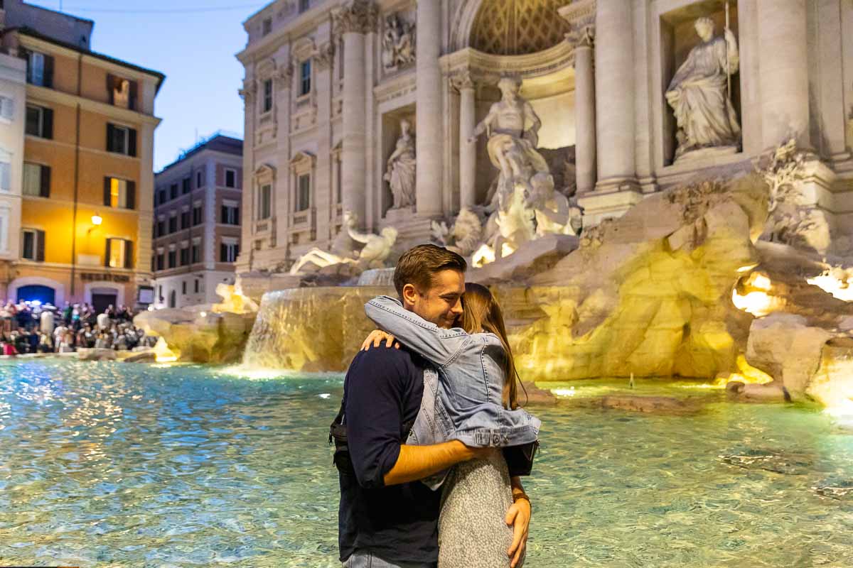 Couple just engaged in Rome Italy