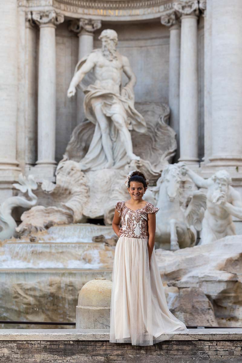 Girl portrait taken at the Trevi fountain in Rome Italy