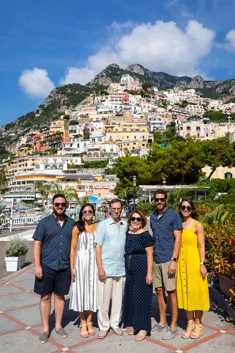 Positano Family Photoshoot picture in front of hill town