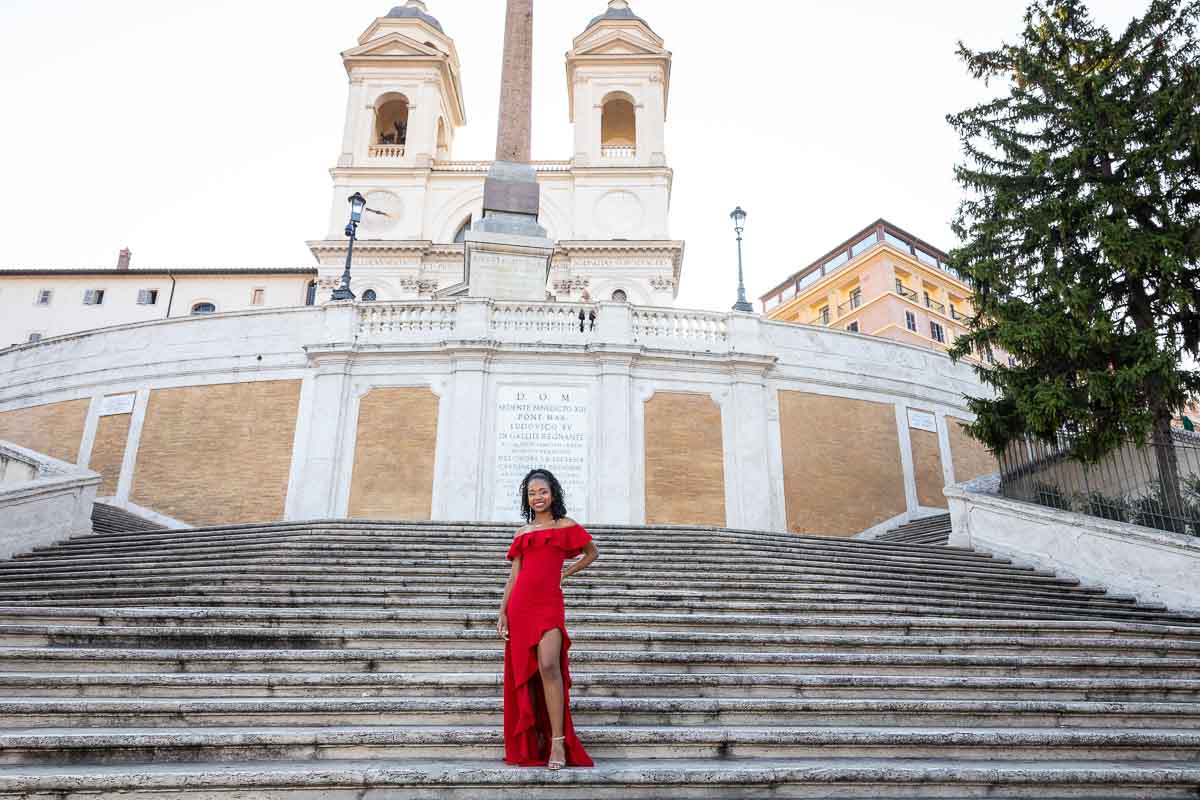 Posing at Piazza di Spagna in Rome Italy