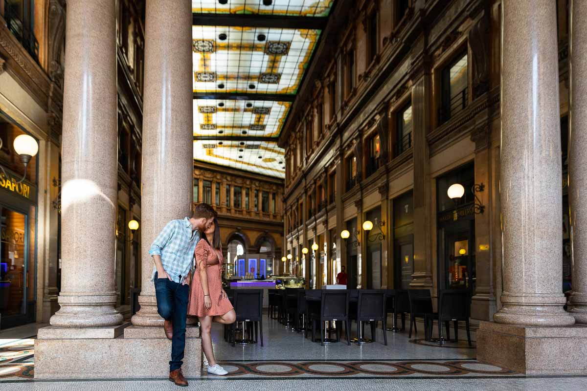 Galleria Alberto Sordi photoshoot hanging out at the entrane in between columns